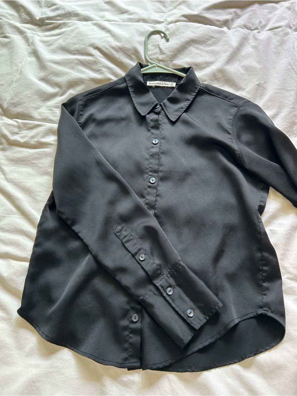 Abercrombie & Fitch Silky Black Long-Sleeve Button Shirt